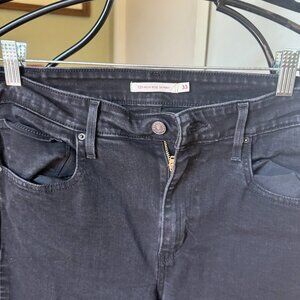 LEVIS 721 HI RISE JEANS SKINNY SZ 33 X 30 BLACK COLOR STRETCH